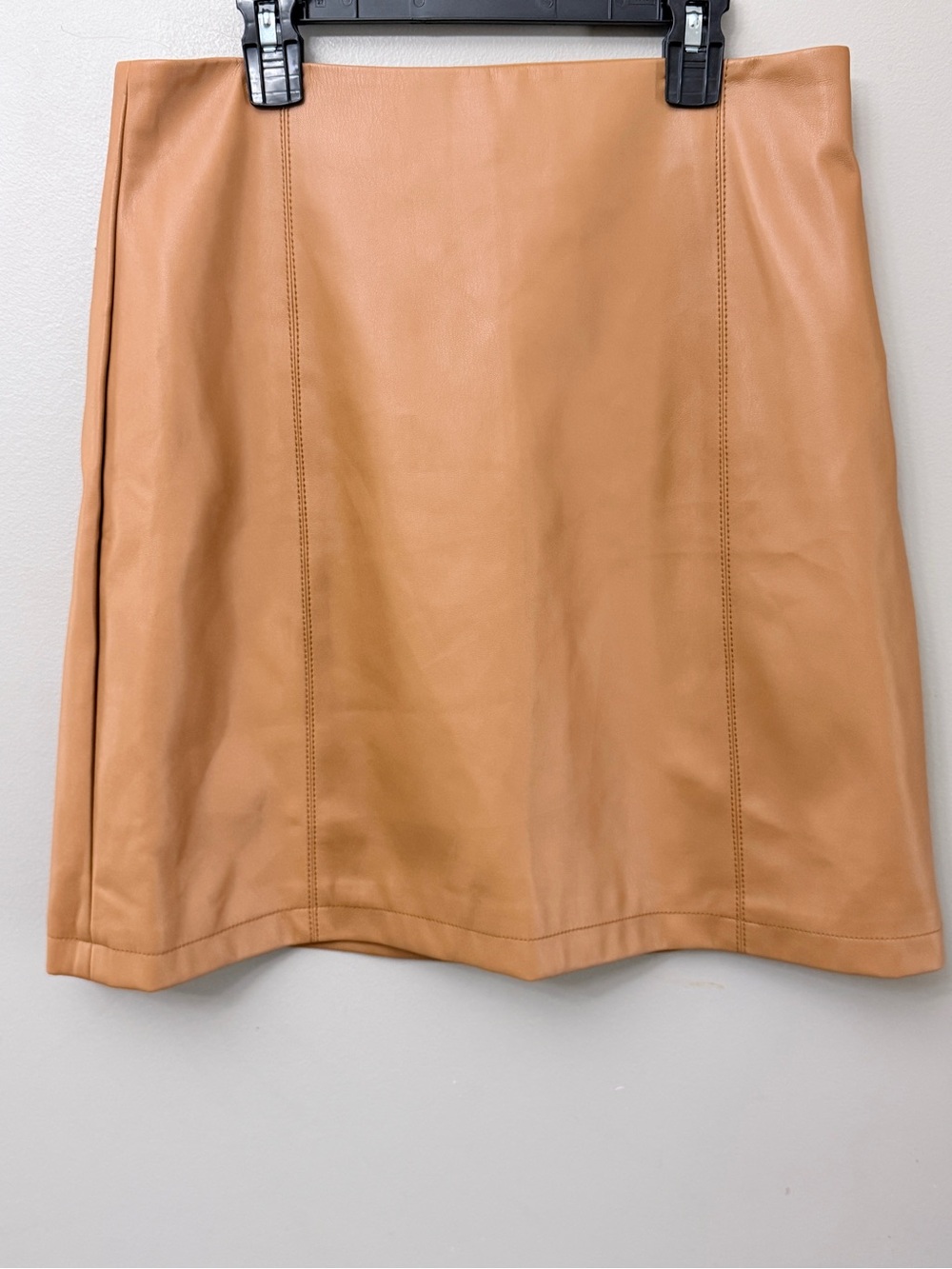 NWOT Petite Studio Faux Leather A-Line Mini Skirt Tan Camel US 4 / MX 8